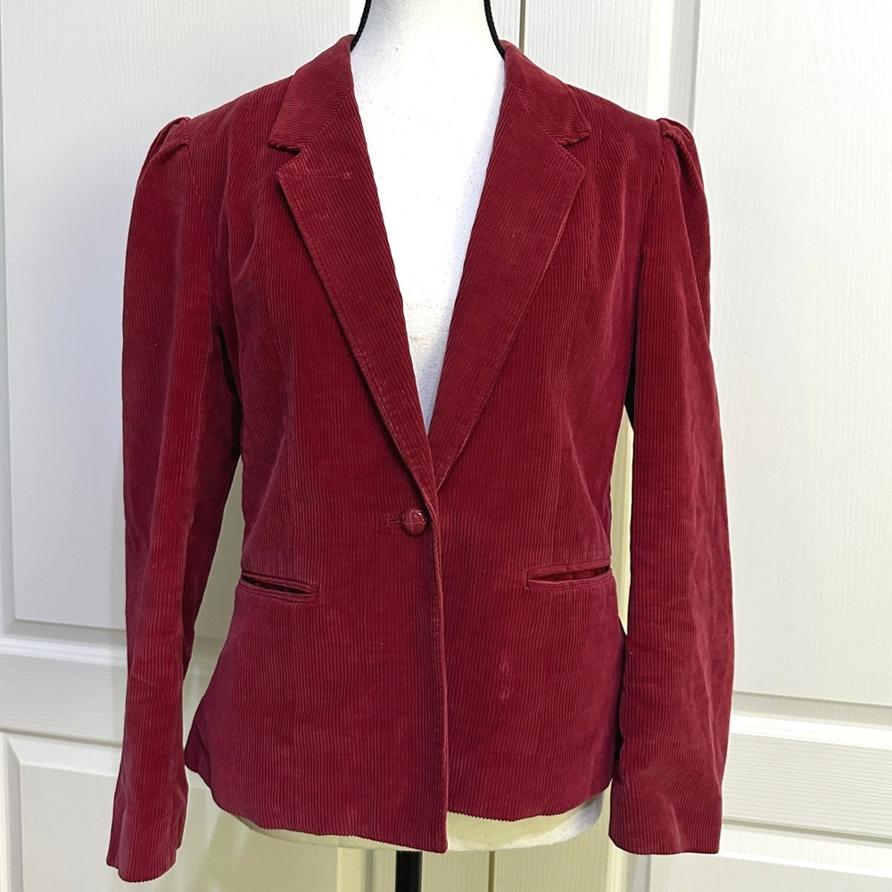Vintage Hunters Glen Corduroy Blazer Jacket 10 Burgundy Red Dark Academia Japan